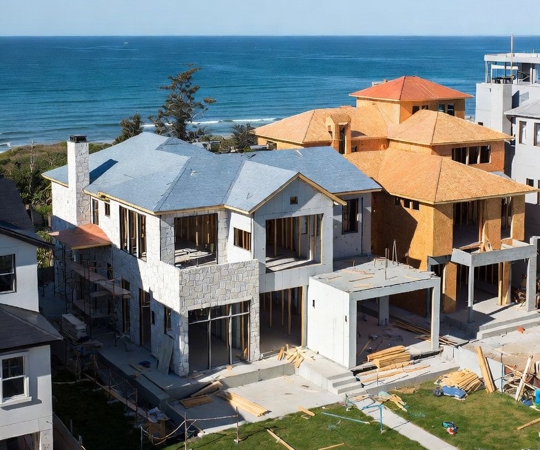 Modern infill new construction home in an established neighborhood